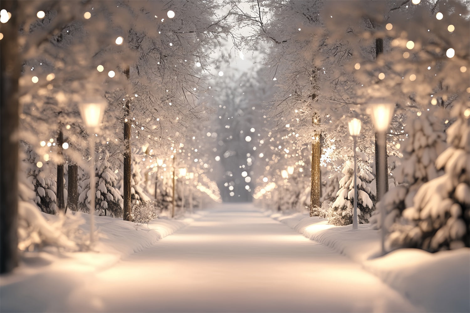 Snowy Forest Backdrop Winter Lights Wonderland Backdrop CSH57-154