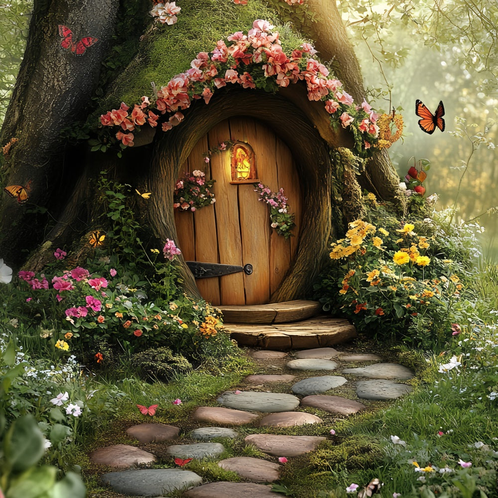 Fairytale Forest Backdrop Enchanted Tree Cottage Backdrop CSH57-159