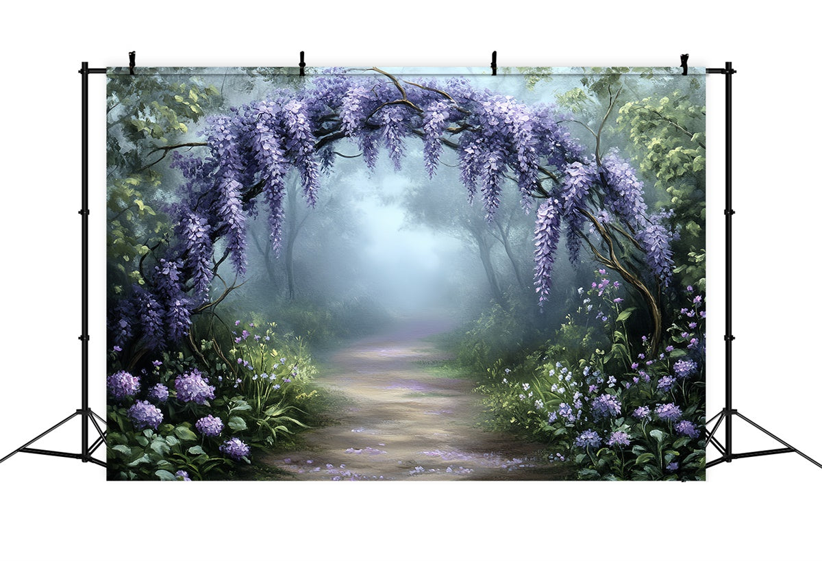 Forest Backdrop Photography Lavender Archway Path Backdrop CSH57-161