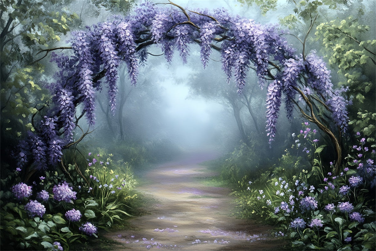 Forest Backdrop Photography Lavender Archway Path Backdrop CSH57-161