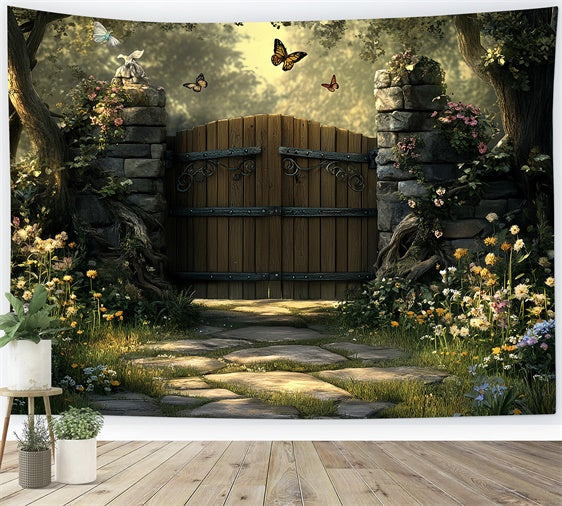 Magical Forest Backdrop Secret Garden Wooden Gate Backdrop CSH57-162