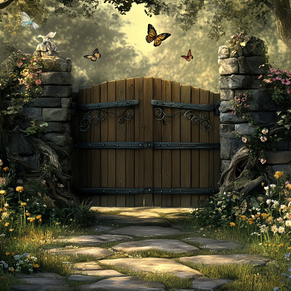 Magical Forest Backdrop Secret Garden Wooden Gate Backdrop CSH57-162