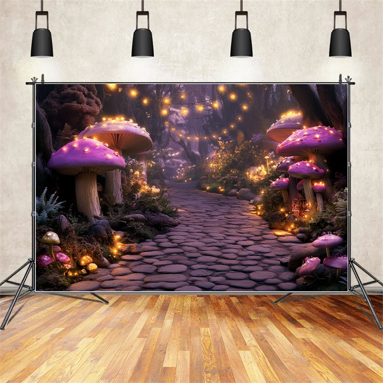Fairytale Forest Backdrop Glowing Mushroom Path Backdrop CSH57-163