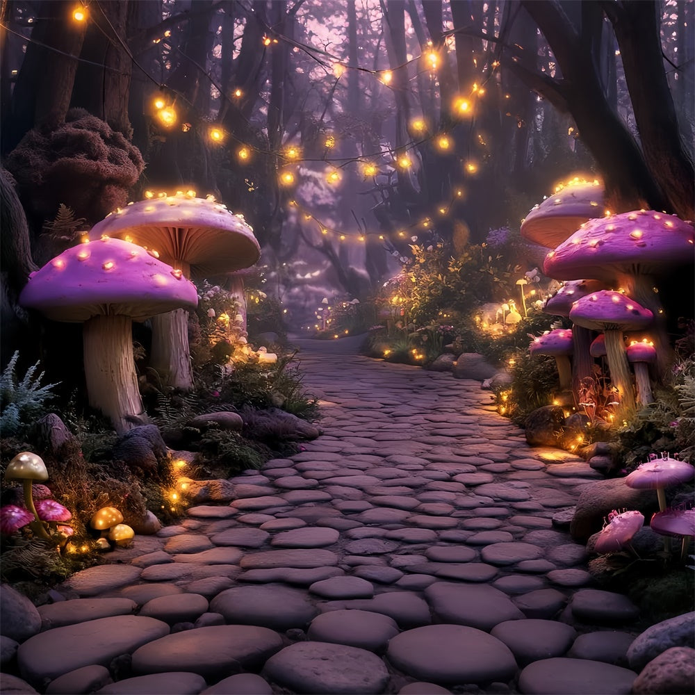 Fairytale Forest Backdrop Glowing Mushroom Path Backdrop CSH57-163