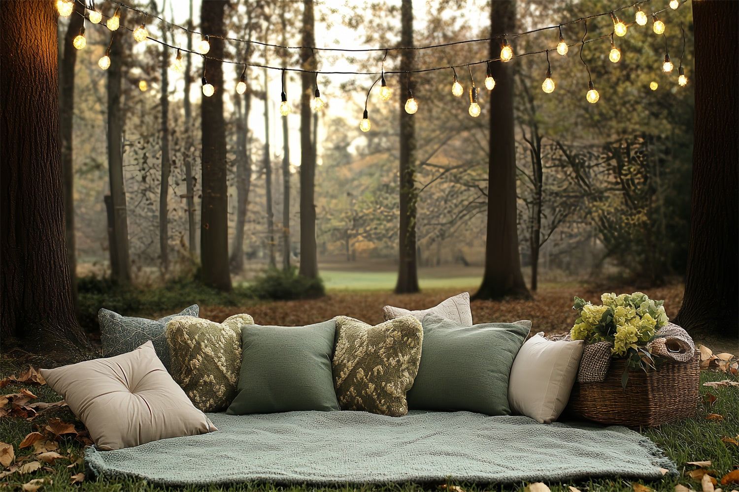 Photo Backdrop Forest Twilight Picnic Setup Backdrop CSH57-165