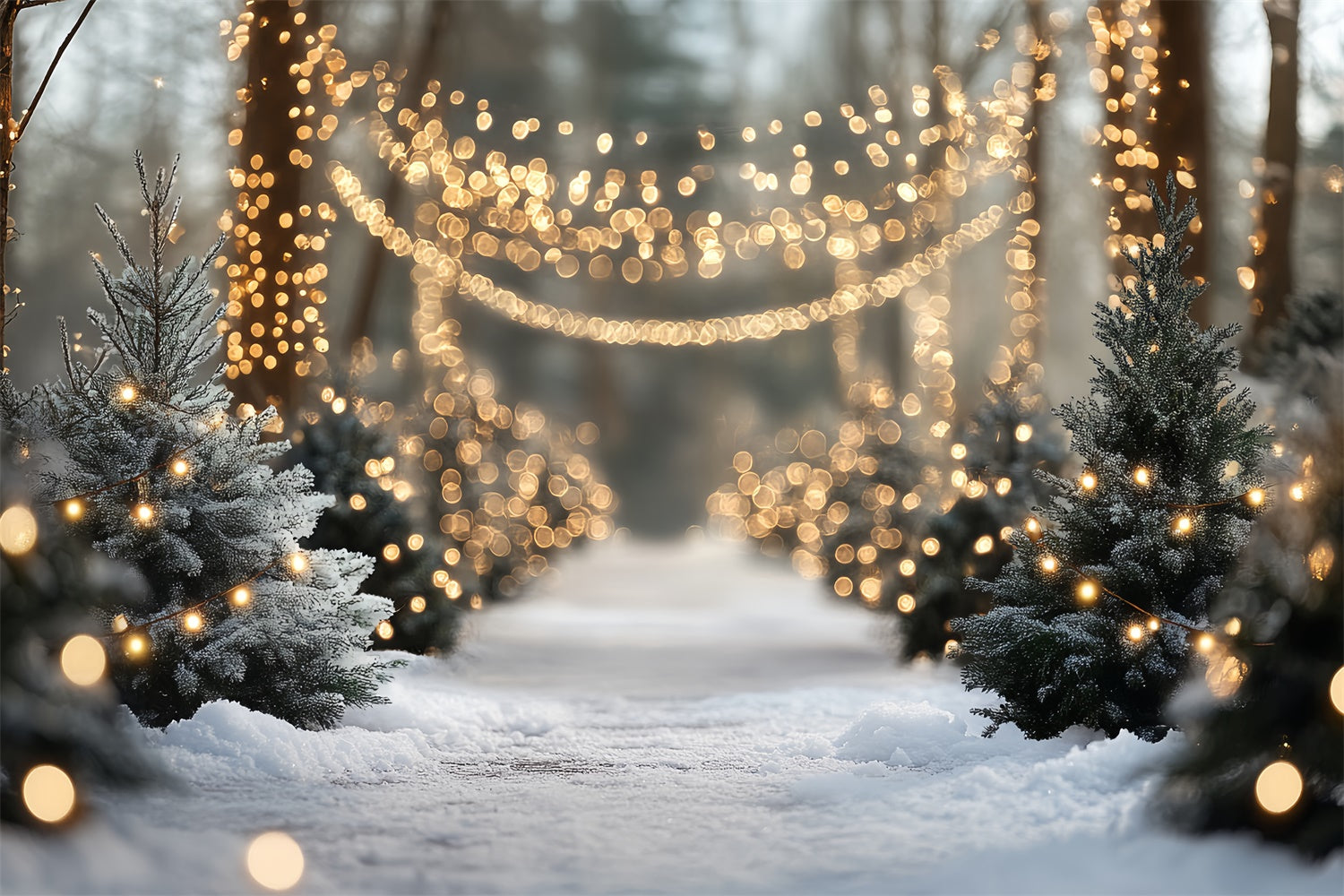 Snow Forest Backdrop Sparkle Winter Walk Backdrop CSH57-169