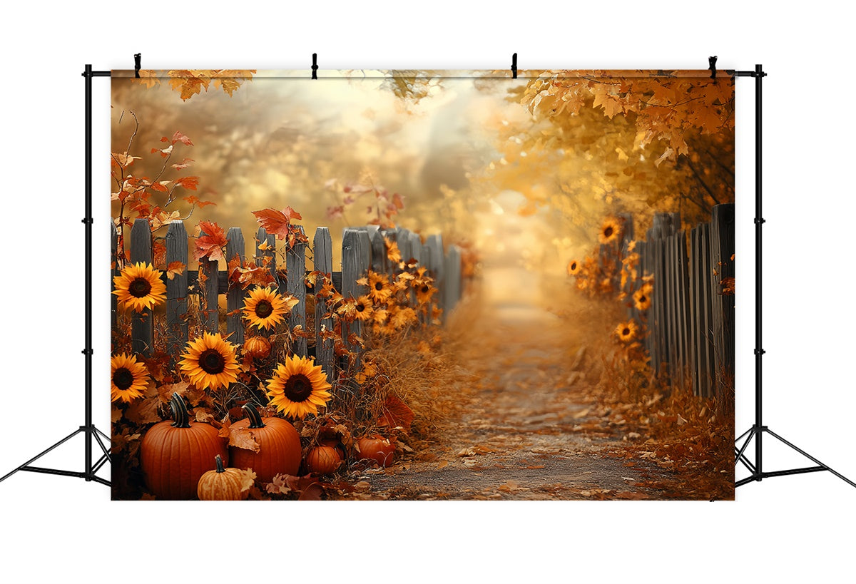 Autumn Photo Backdrop Sunflower Fence Harvest Backdrop CSH57-183