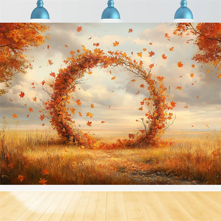 Autumn Leaves Backdrop Meadow Falling Leaves Ring Backdrop CSH57-193