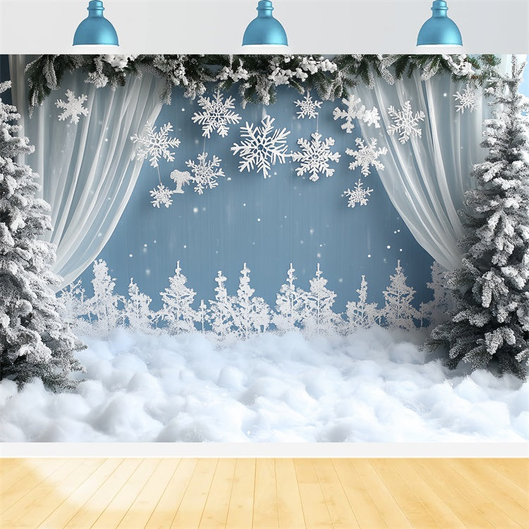 Snowy Backdrop White Snow Winter Stage Backdrop CSH57-209