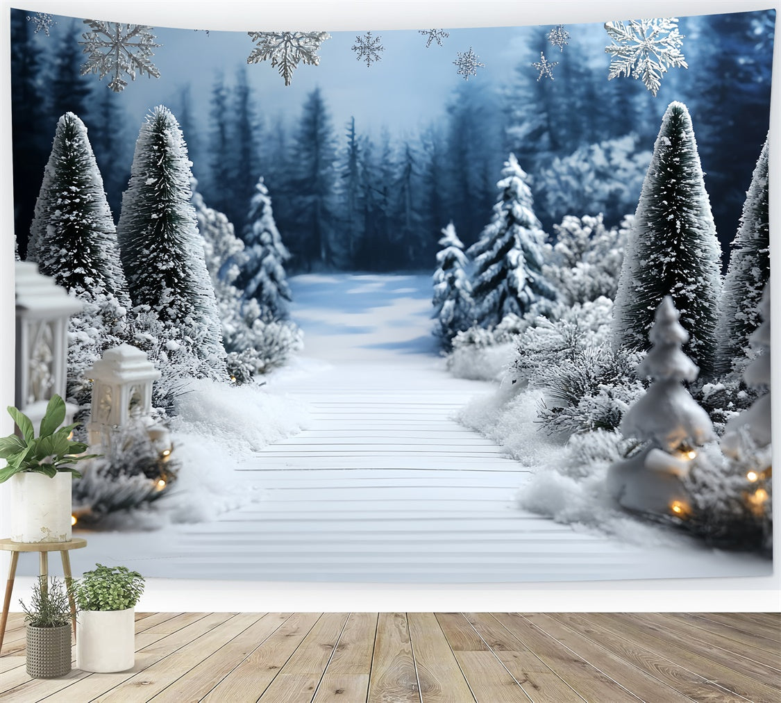 Winter Wonderland Photo Backdrop Pine Path Entry Backdrop CSH57-211