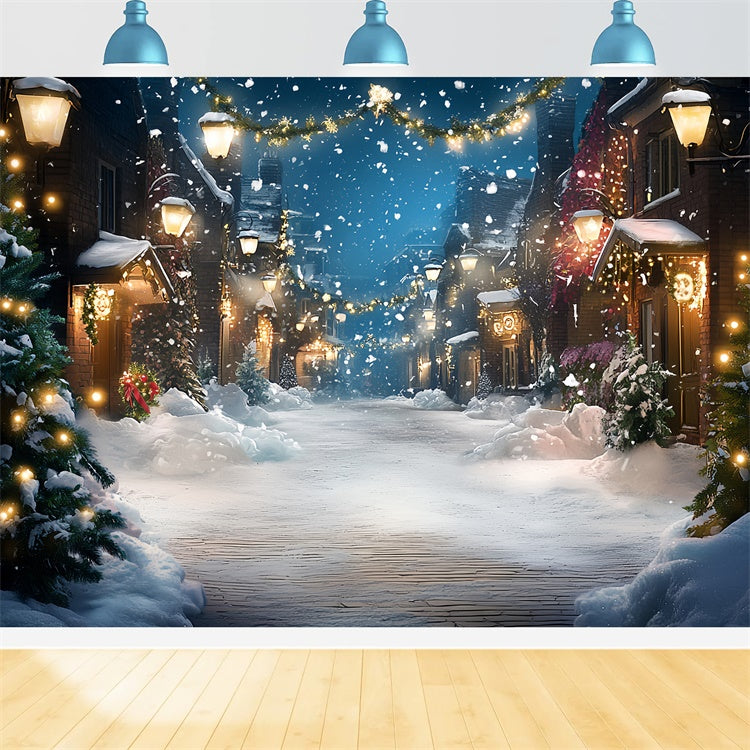 Winter Photo Backdrop Festive Lights Street Backdrop CSH57-213