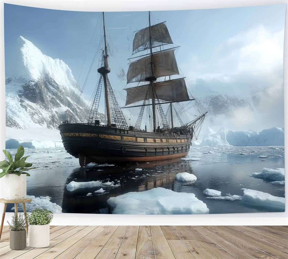 Winter Scene Backdrop Frozen Expedition Vessel Backdrop CSH57-219