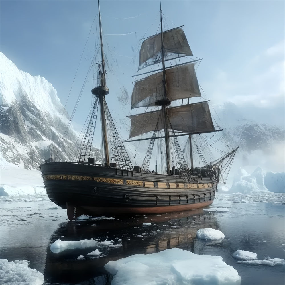Winter Scene Backdrop Frozen Expedition Vessel Backdrop CSH57-219