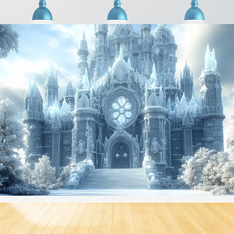Winter Photo Backdrop Winter Majesty Castle Backdrop CSH57-221