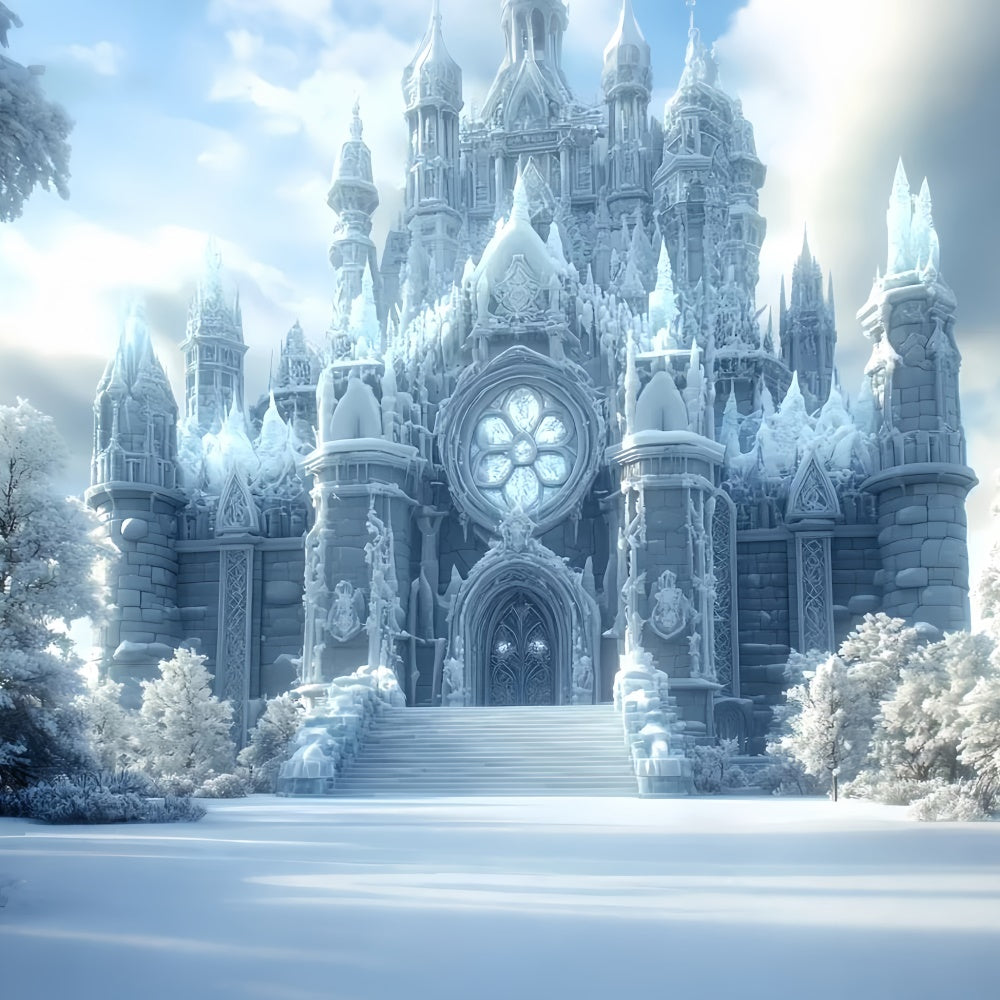 Winter Photo Backdrop Winter Majesty Castle Backdrop CSH57-221