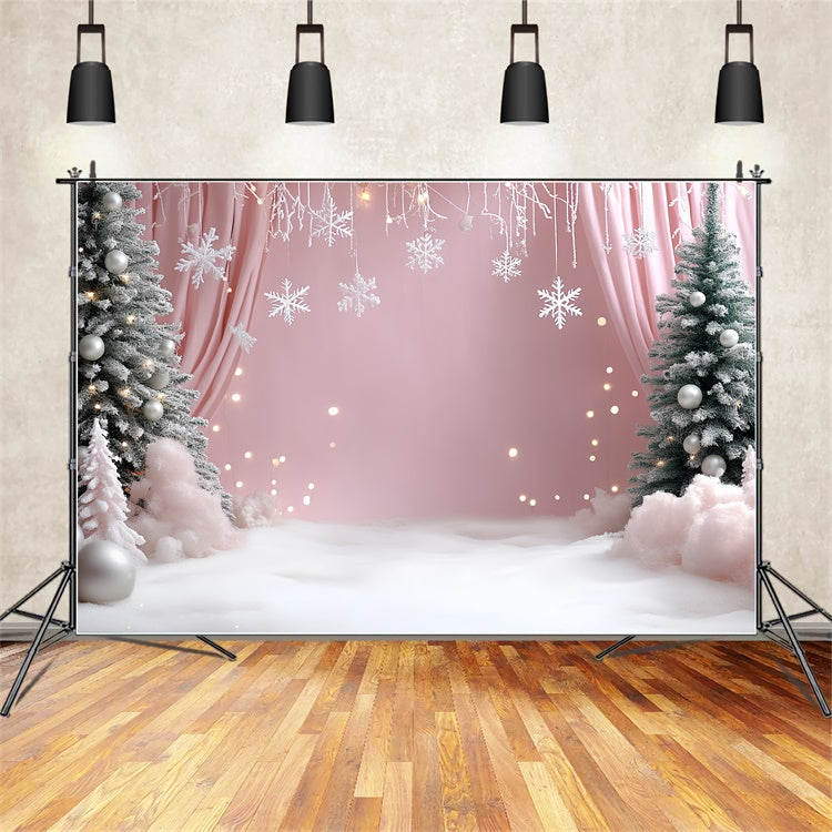 Winter Backdrops Blush Snow Christmas Backdrop CSH57-224