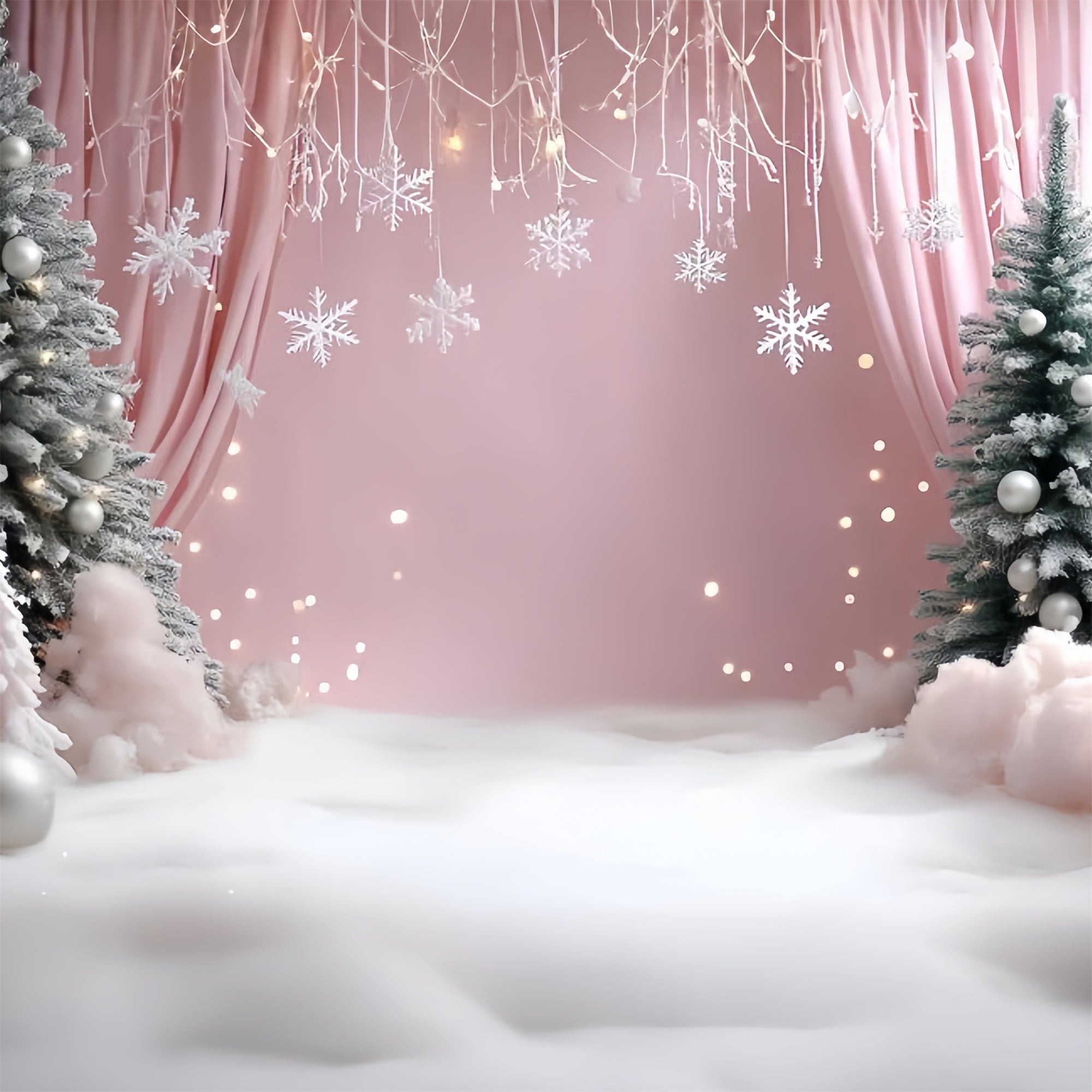Winter Backdrops Blush Snow Christmas Backdrop CSH57-224