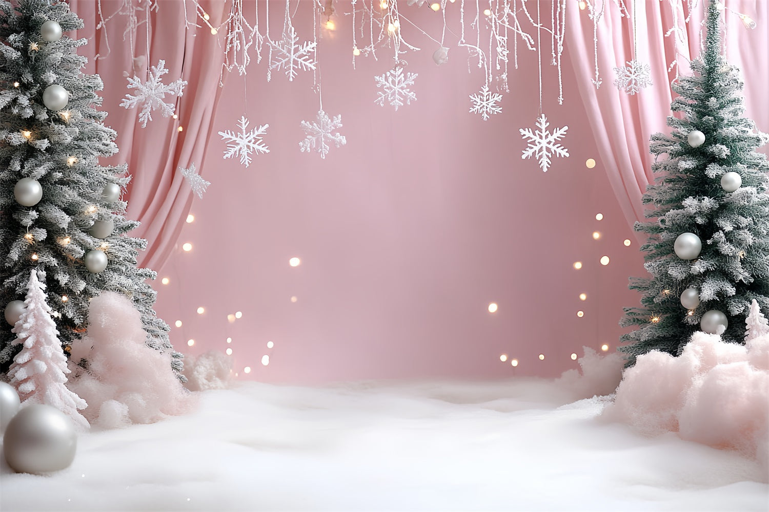 Winter Backdrops Blush Snow Christmas Backdrop CSH57-224