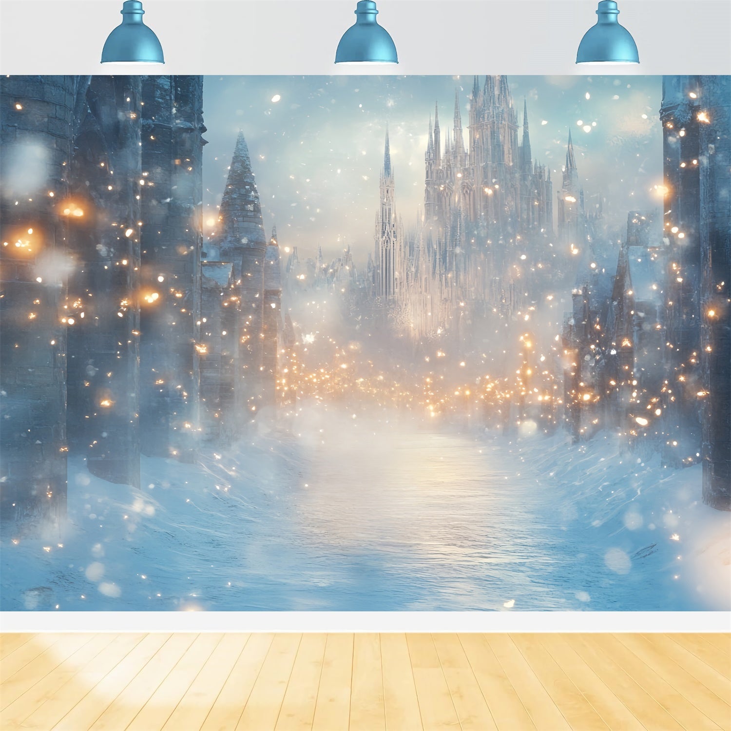 Winter Castle Backdrop Snowlit Castle Dream Backdrop CSH57-225