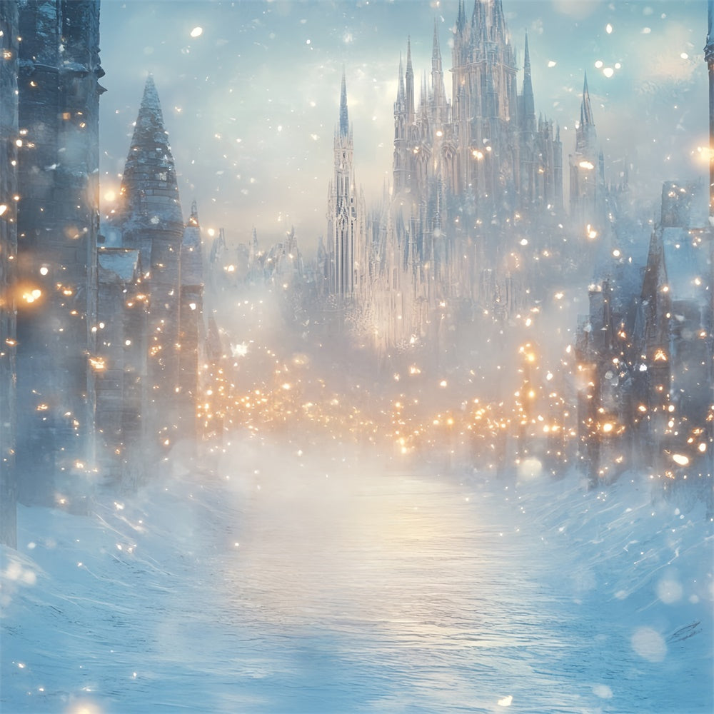 Winter Castle Backdrop Snowlit Castle Dream Backdrop CSH57-225