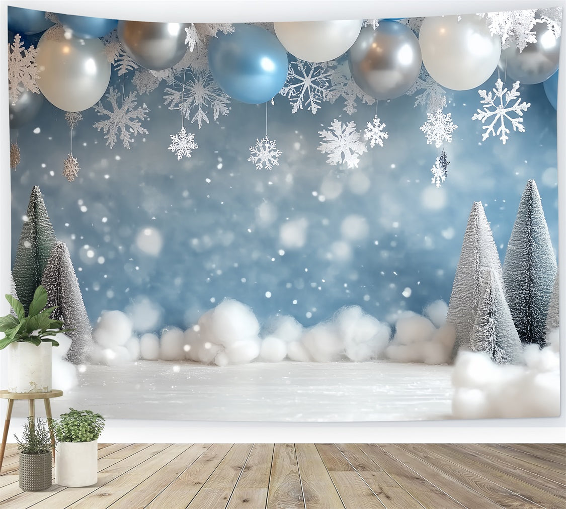 Winter Snow Backdrop Snow Cheer Balloon Arch Backdrop CSH57-227