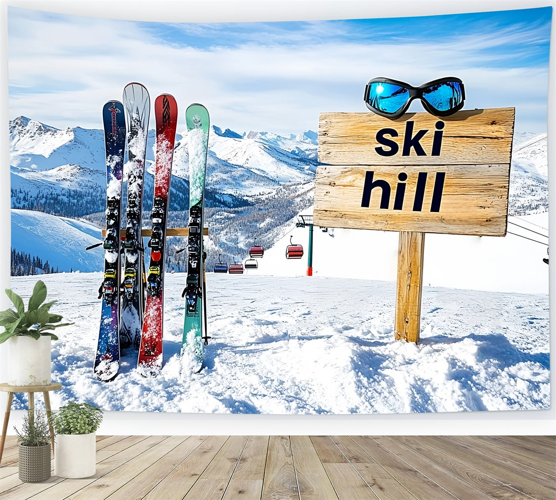 Snowy Mountain Backdrop Alpine Ski Sports Backdrop CSH57-239