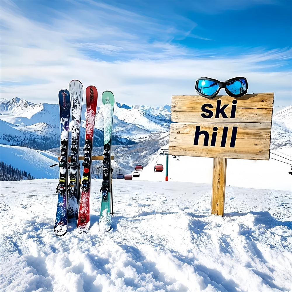 Snowy Mountain Backdrop Alpine Ski Sports Backdrop CSH57-239
