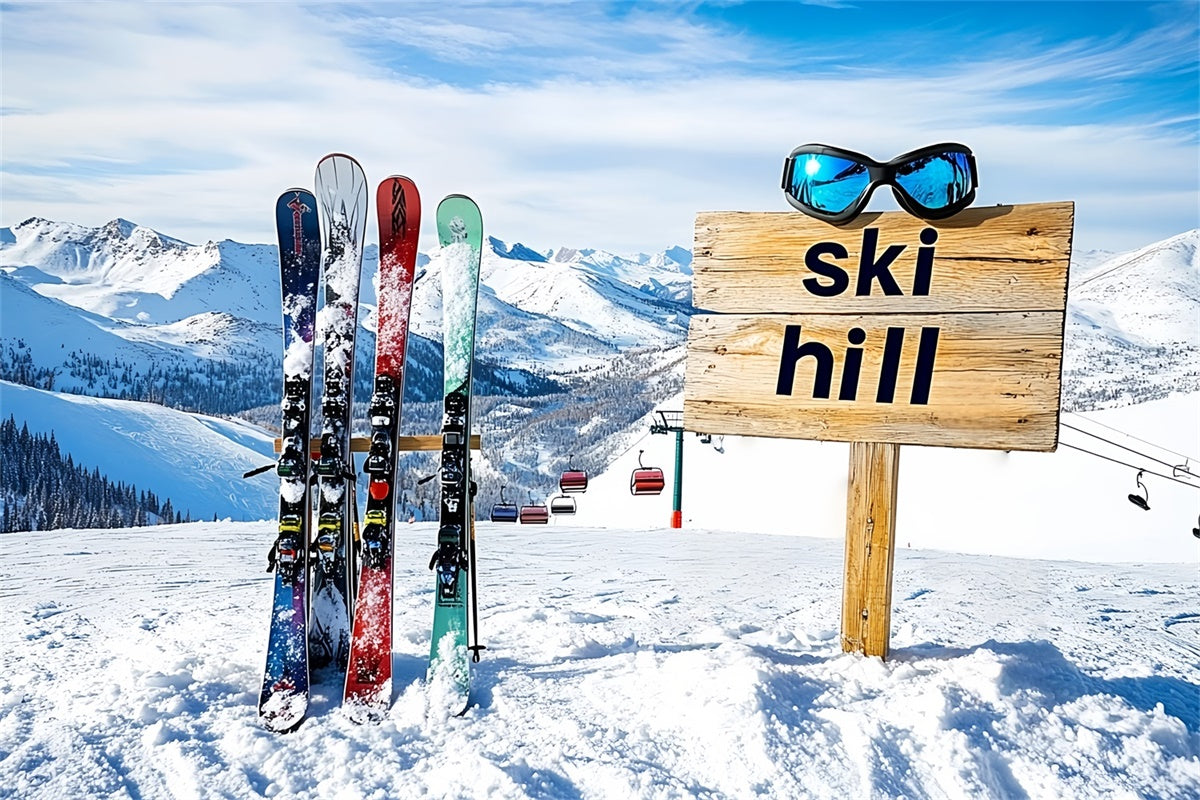 Snowy Mountain Backdrop Alpine Ski Sports Backdrop CSH57-239