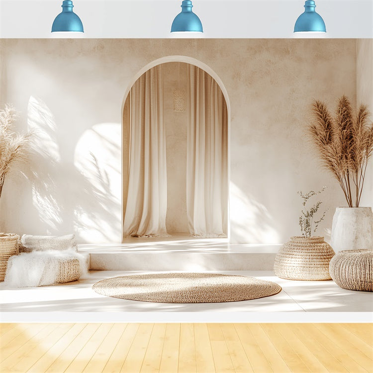 Boho Backdrop Minimal Arch Pampas Serenity Backdrop CSH57-292
