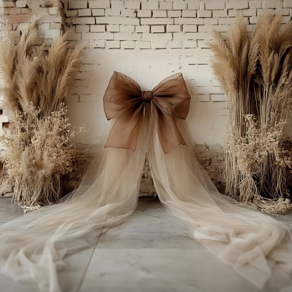 Bohemian Style Backdrop Earthy Drape Pampas Backdrop CSH57-295