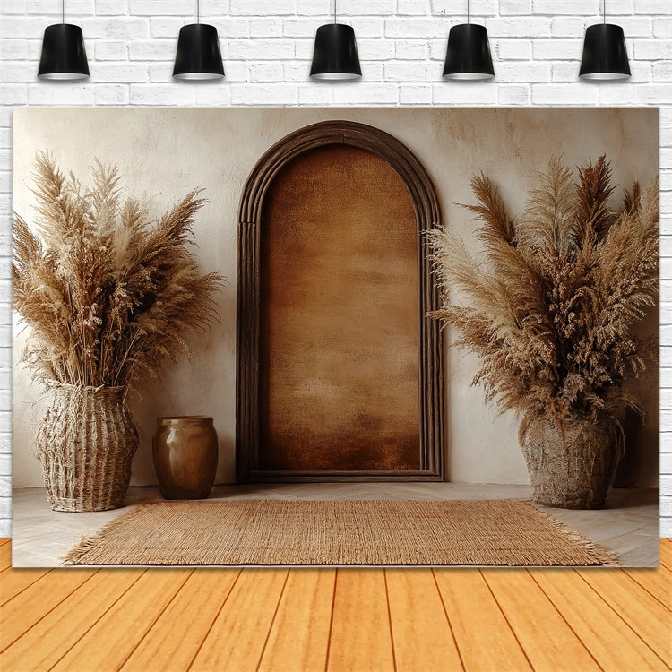 Boho Backdrop Photography Arch Pampas Scene Backdrop CSH57-305