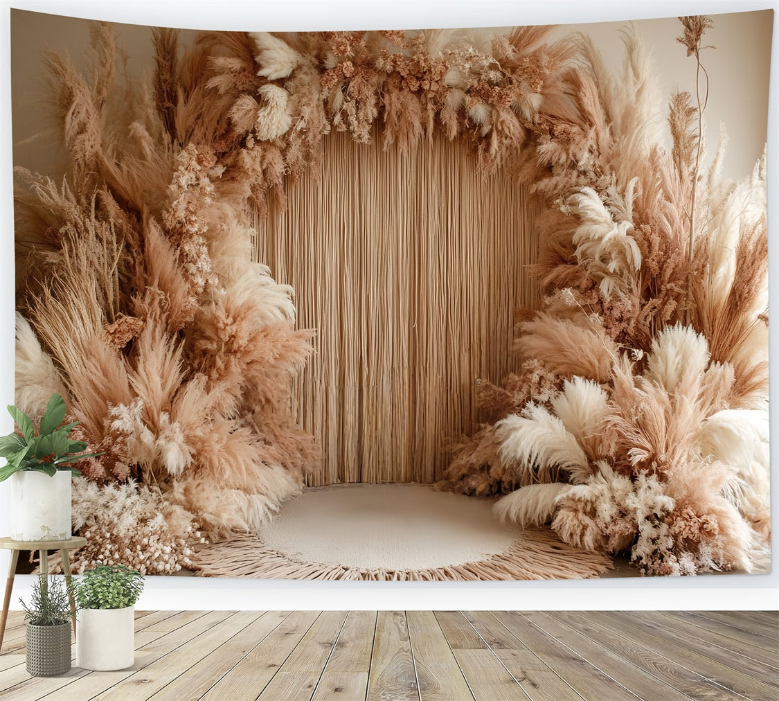 Bohemian Style Backdrop Rustic Pampas Bloom Backdrop CSH57-306