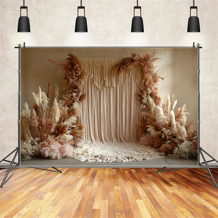 Boho Photography Backdrop Soft Fringe Pampas Backdrop CSH57-307