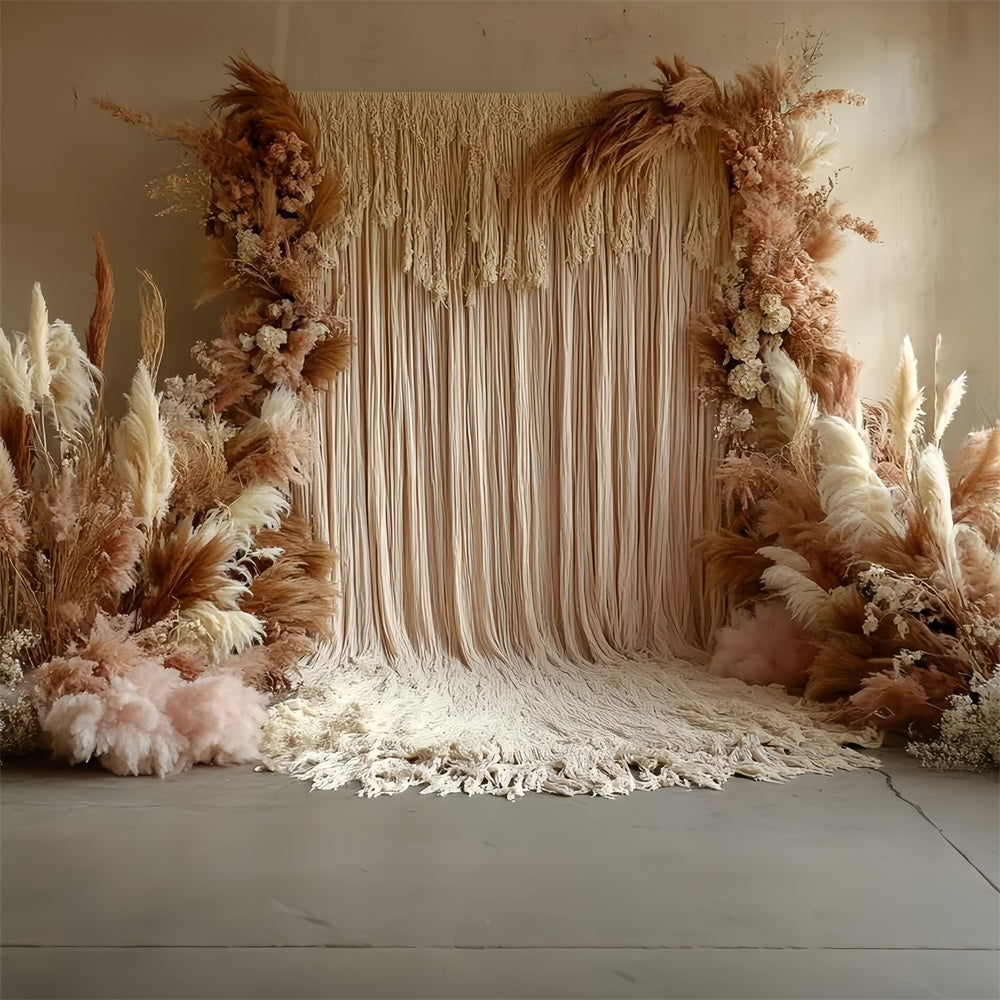 Boho Photography Backdrop Soft Fringe Pampas Backdrop CSH57-307