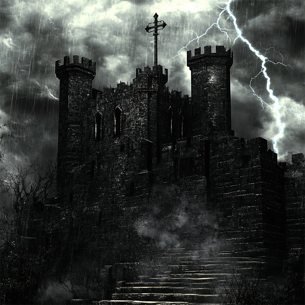 Halloween Backdrops Lightning Haunted Castle Backdrop CSH57-73