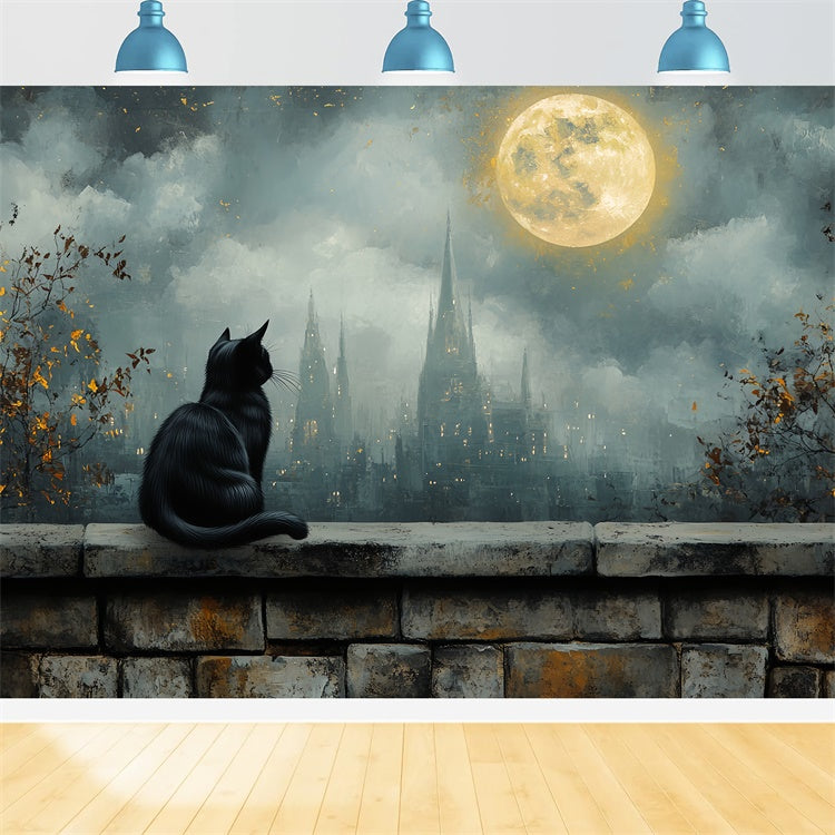 Halloween Moon Backdrop Gothic Moonrise City Backdrop CSH57-76