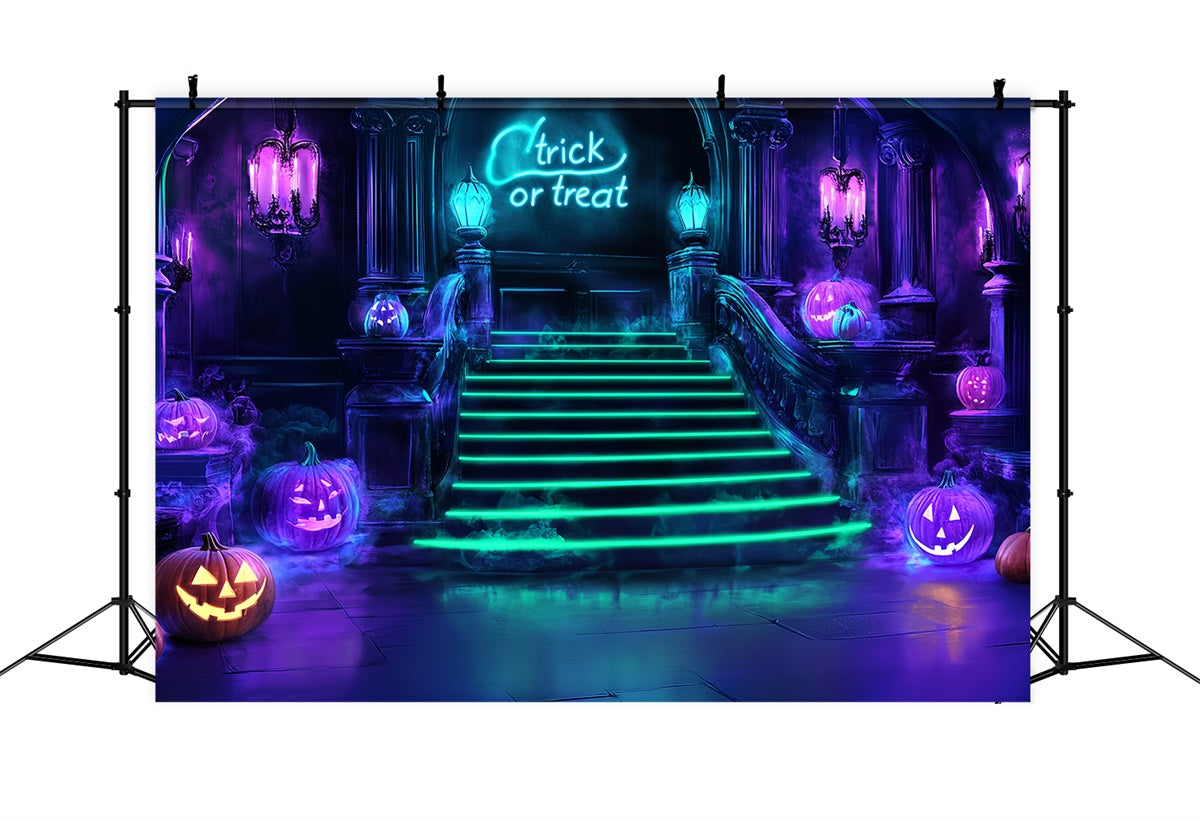 Halloween Picture Backdrop Neon Staircase Fright Backdrop CSH57-79