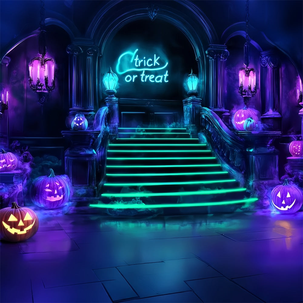 Halloween Picture Backdrop Neon Staircase Fright Backdrop CSH57-79