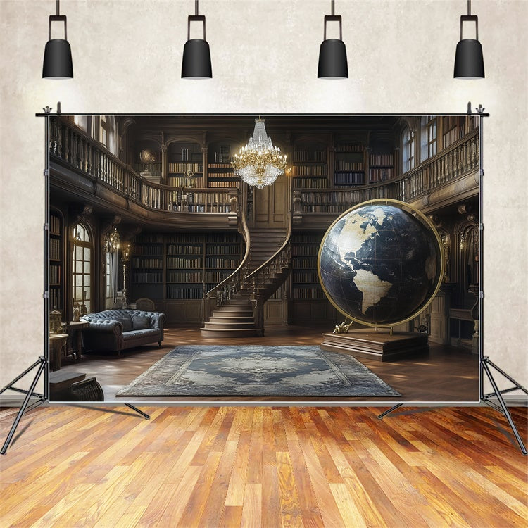 Vintage Studio Backdrop Antique Library Globe Backdrop CSH57-88