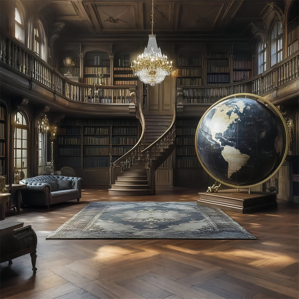 Vintage Studio Backdrop Antique Library Globe Backdrop CSH57-88