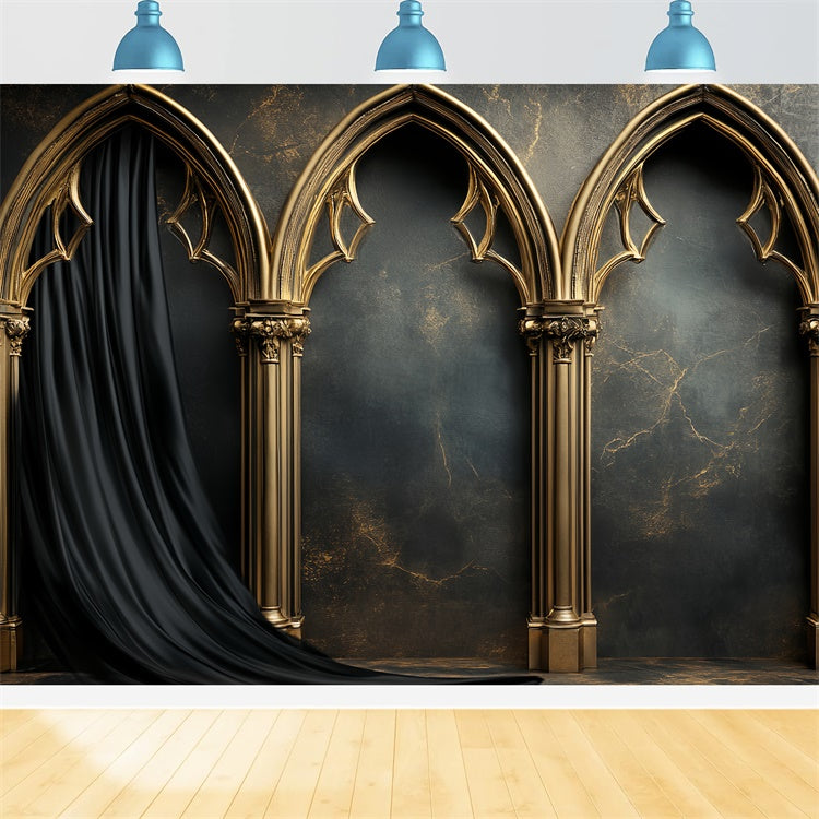 Vintage Wall Backdrop Gothic Gold Archway Backdrop CSH57-89
