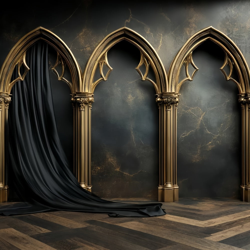 Vintage Wall Backdrop Gothic Gold Archway Backdrop CSH57-89