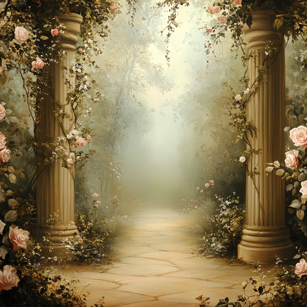 Vintage Photo Backdrop Classical Rose Pathway Backdrop CSH57-97