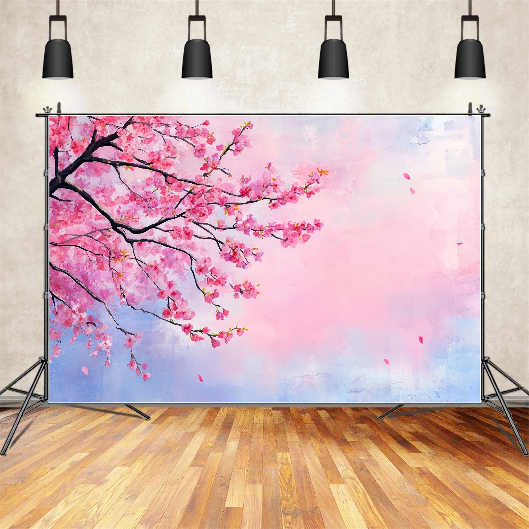Cherry Blossom Backdrop Watercolor Blossom Branch Sky Spring Backdrop CSH58-104
