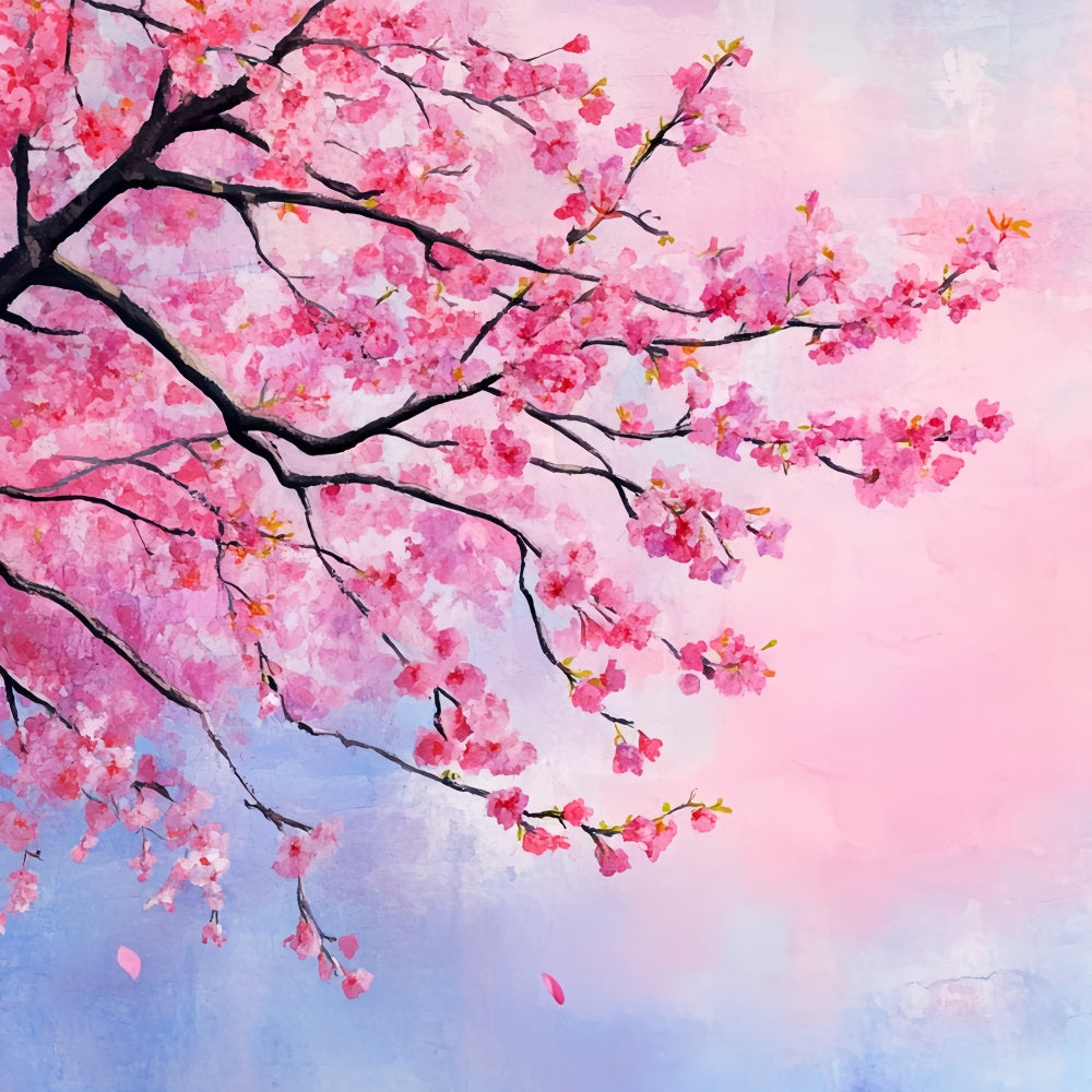 Cherry Blossom Backdrop Watercolor Blossom Branch Sky Spring Backdrop CSH58-104