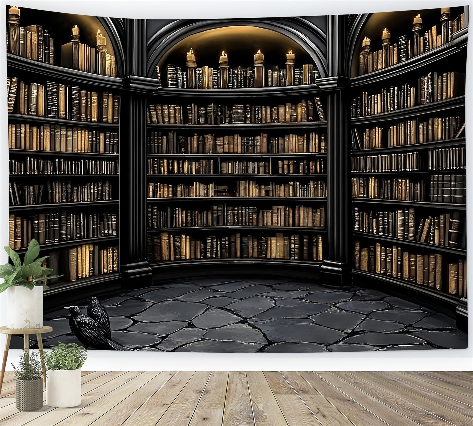 Library Backdrop Dark Arched Gothic Library Back to School Backdrop CSH58-108