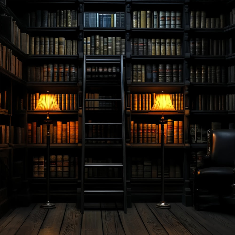 Library Backdrop Library Ladder Warm Lights Back to School Photo Backdrop CSH58-111