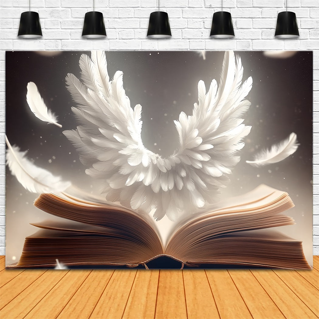 Book Backdrop Feathered Wings Open Book School Photo Backdrops CSH58-112