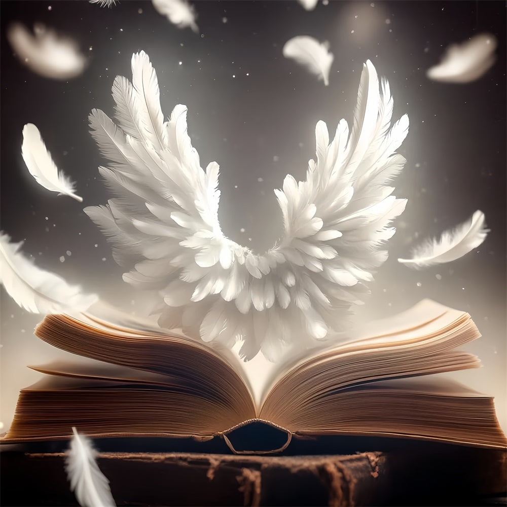 Book Backdrop Feathered Wings Open Book School Photo Backdrops CSH58-112