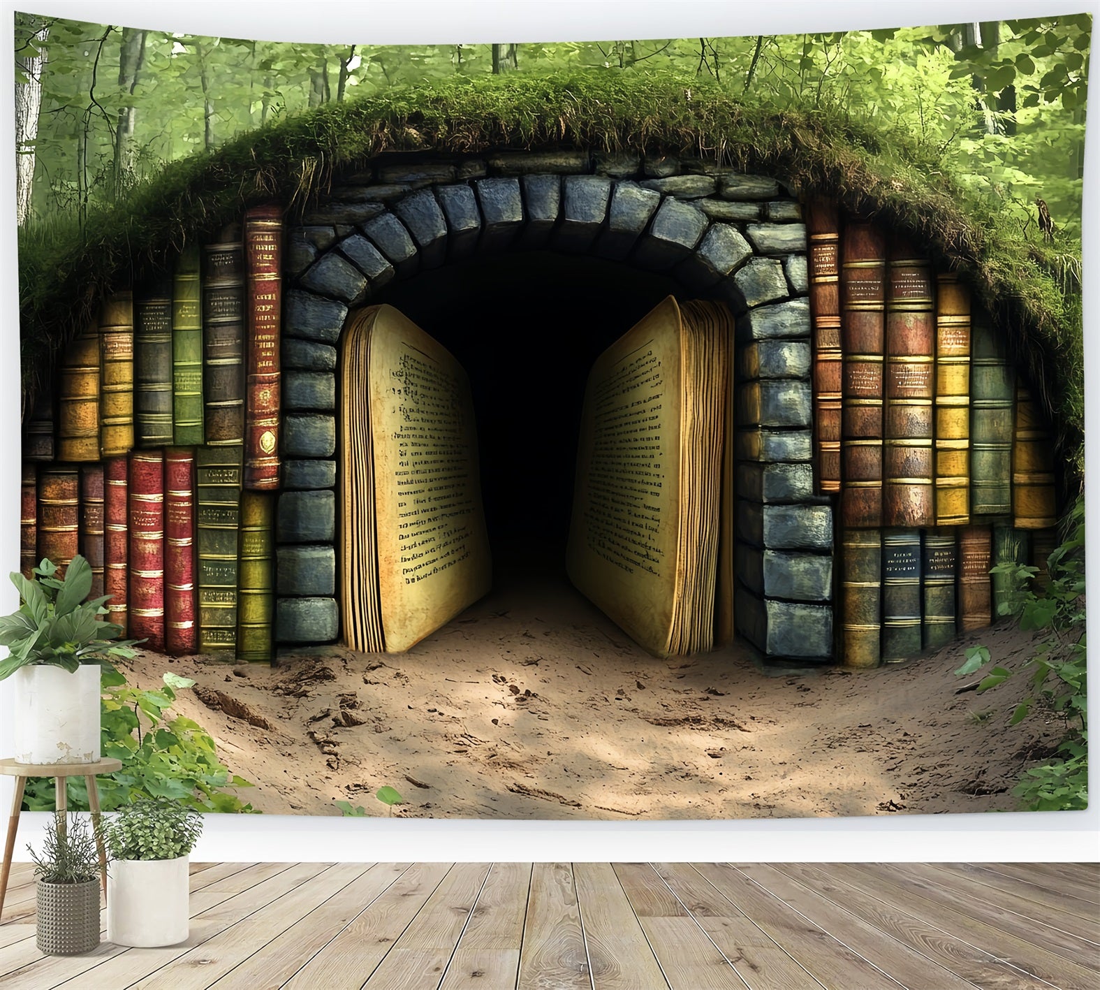 Book Backdrop Forest Tunnel Ancient Pages Back To School Backdrops CSH58-113